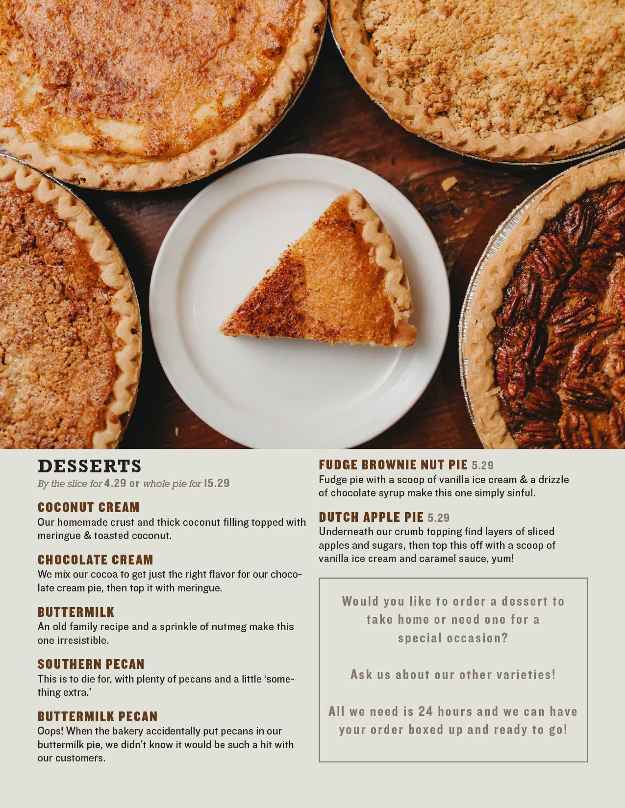 Menu The Farmhouse Restaurant